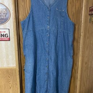 Vintage Classic Elements Women’s Sleeveless Button-Down Denim Dress Size 24/26